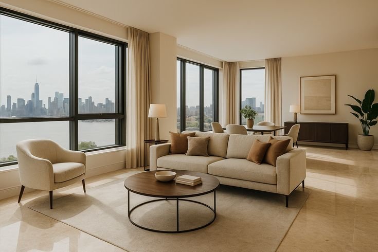 Modern City Luxury Apartment Living – Elegant Interiors with Skyline Views